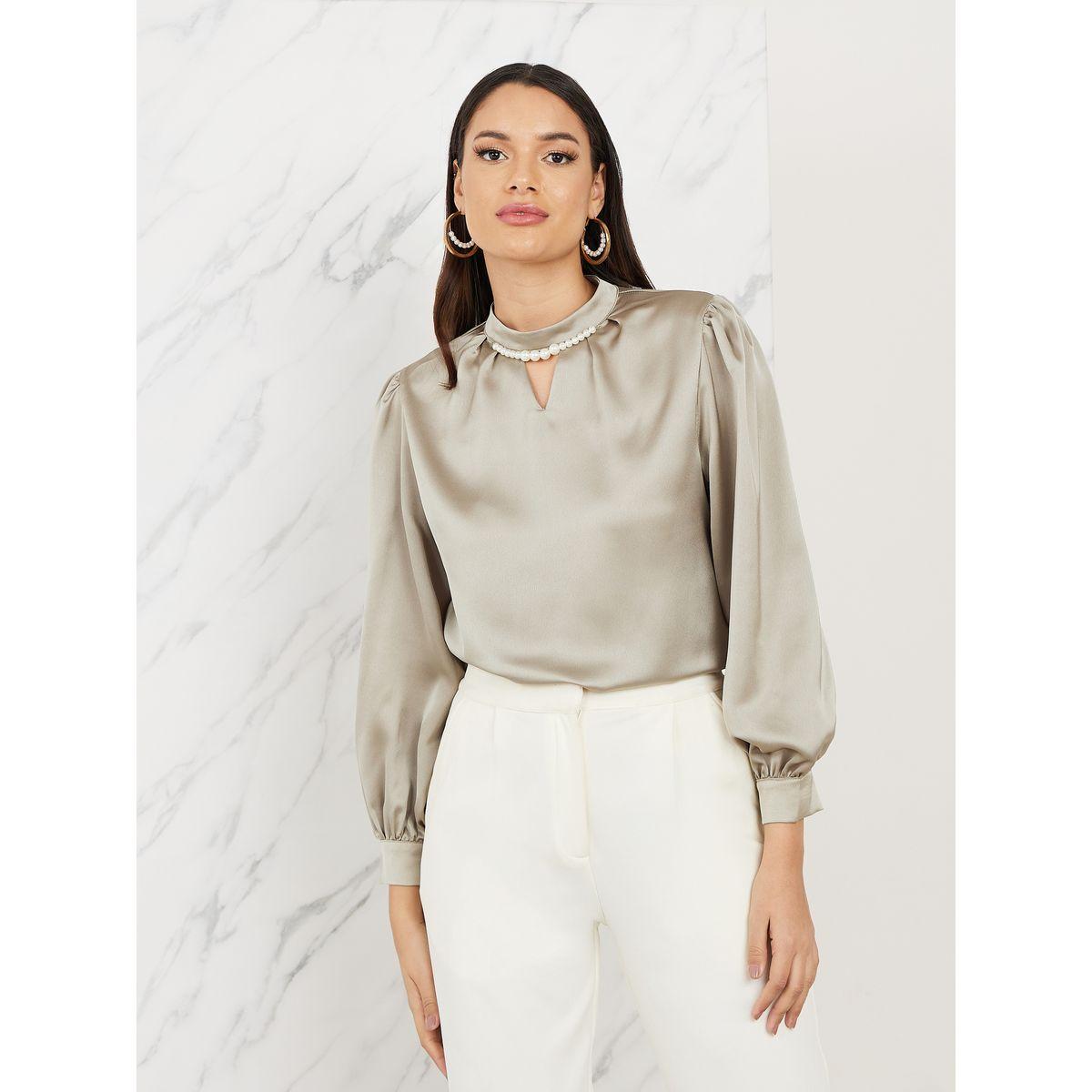 Styli Pearl Detail Keyhole Neck Blouse-women-clothing-shirtsandblouses-blouses-image-1