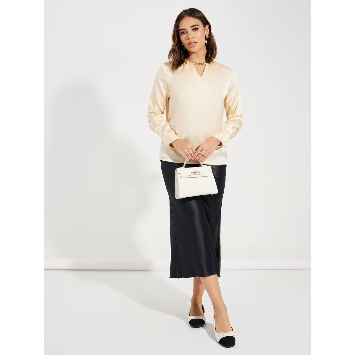 Styli Keyhole Neck Chain Detail Satin Blouse-women-clothing-shirtsandblouses-blouses-image-2