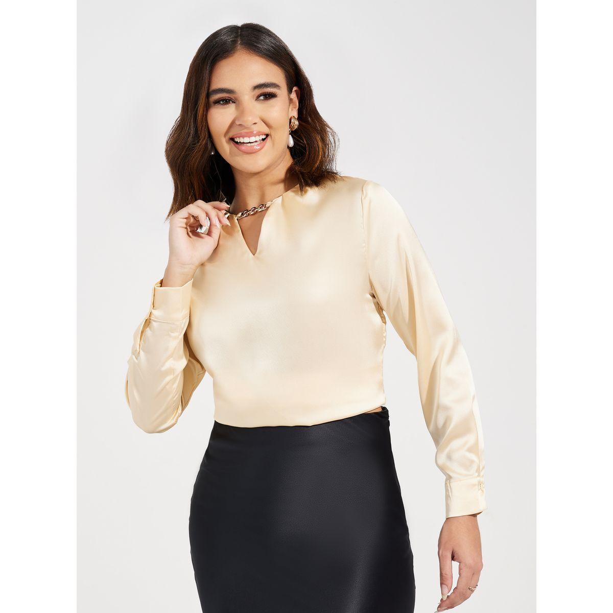 Styli Keyhole Neck Chain Detail Satin Blouse-women-clothing-shirtsandblouses-blouses-image-5