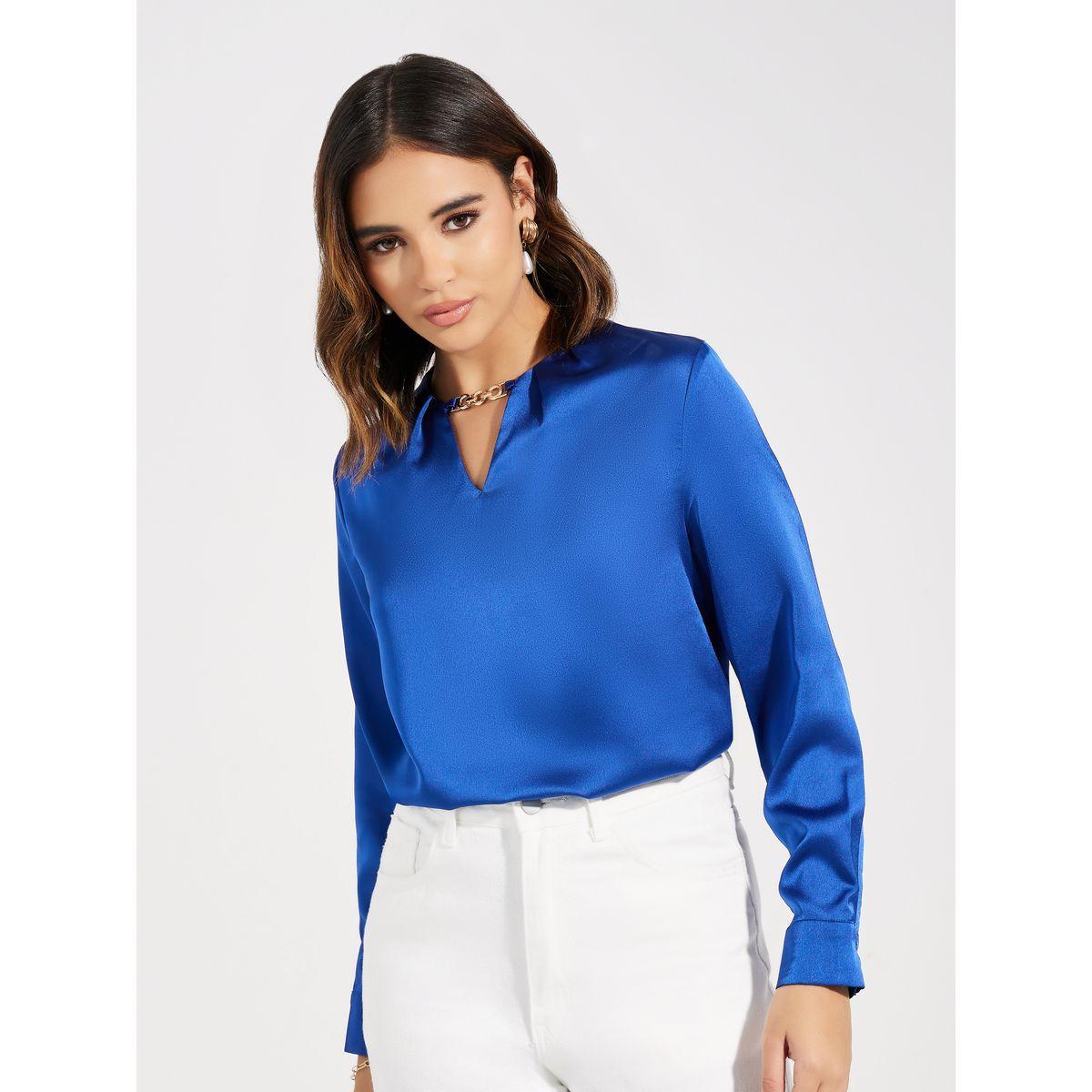 Styli Keyhole Neck Chain Detail Satin Blouse-women-clothing-shirtsandblouses-blouses-image-5