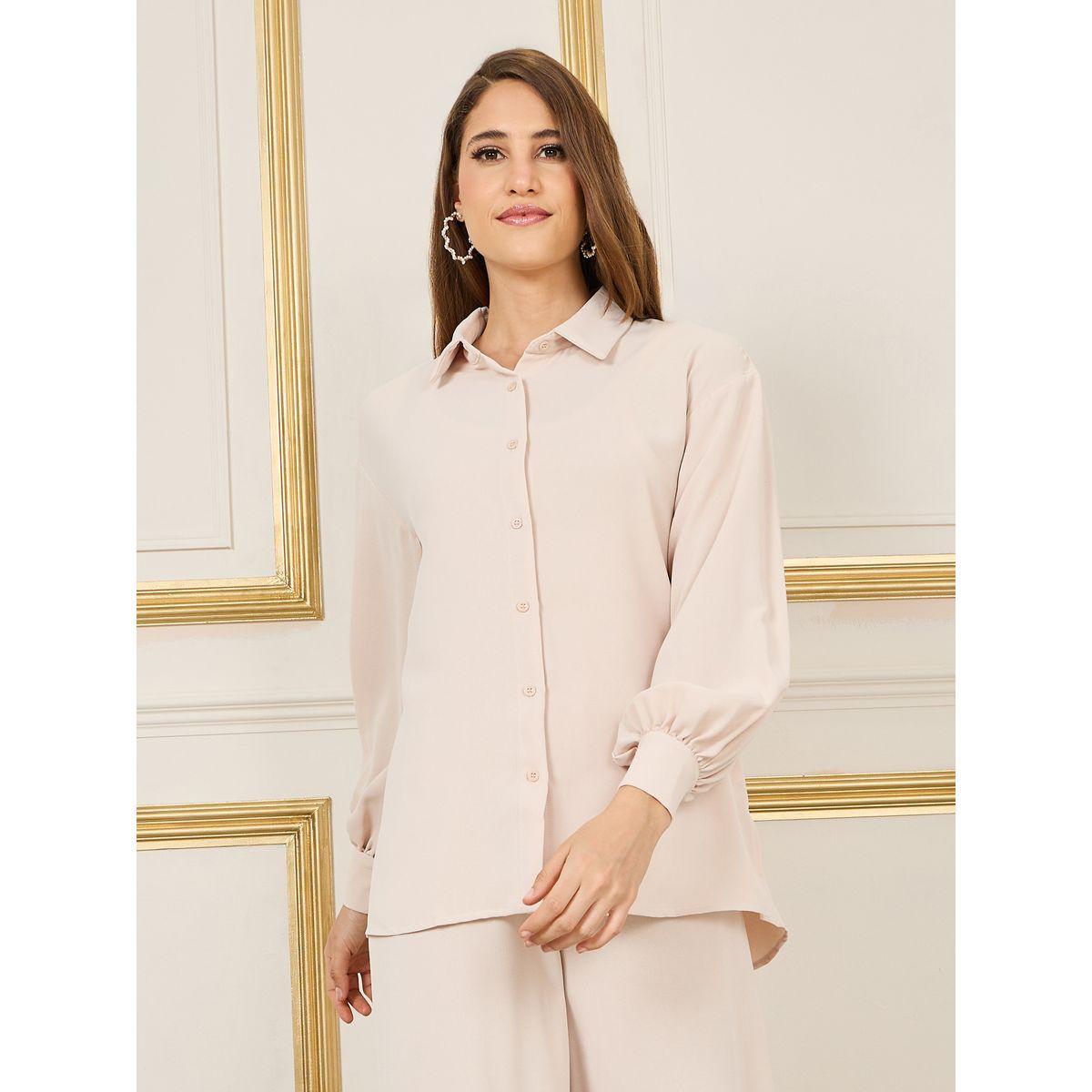 بنطال بارجل واسعة مع بلوزة واسعة باكمام بيشوب-women-clothing-coordsets-image-3