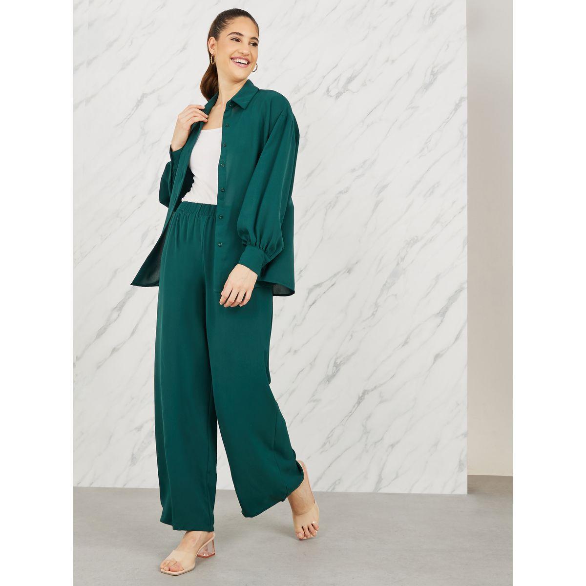 مجموعة من بنطال بارجل واسعة مع بلوزة باكمام بيشوب-women-clothing-coordsets-image-1