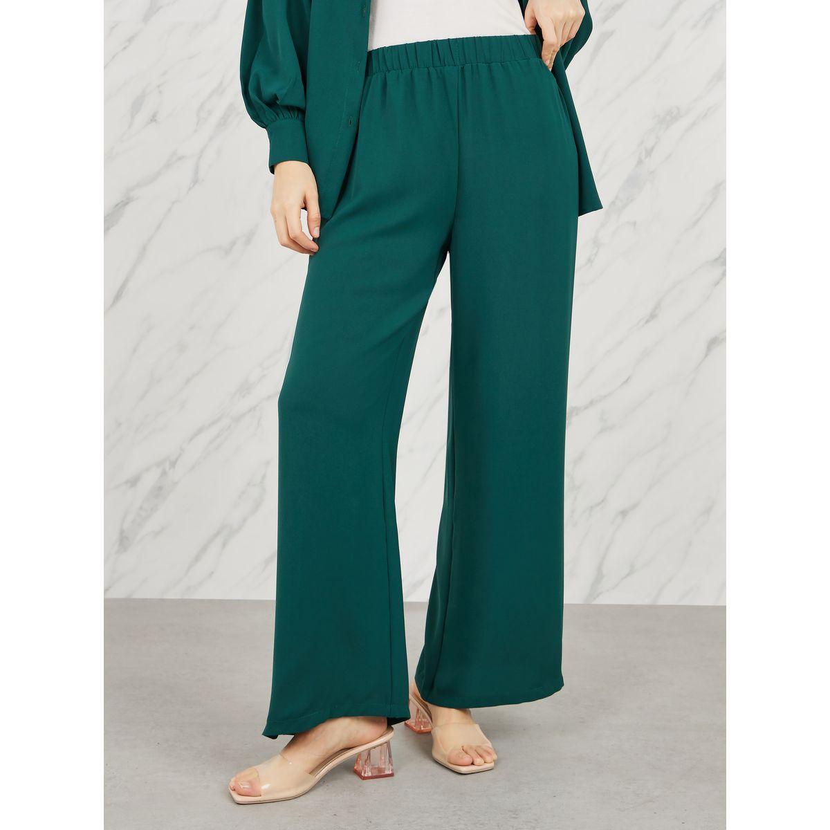 مجموعة من بنطال بارجل واسعة مع بلوزة باكمام بيشوب-women-clothing-coordsets-image-5