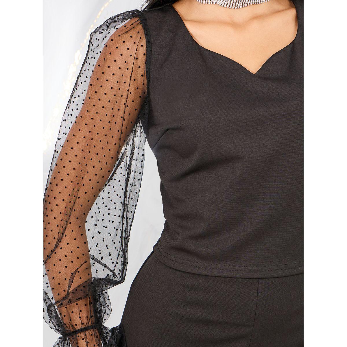 مجموعة من بنطال أنيق مع بلوزة بأكمام شبكية-women-clothing-coordsets-image-3