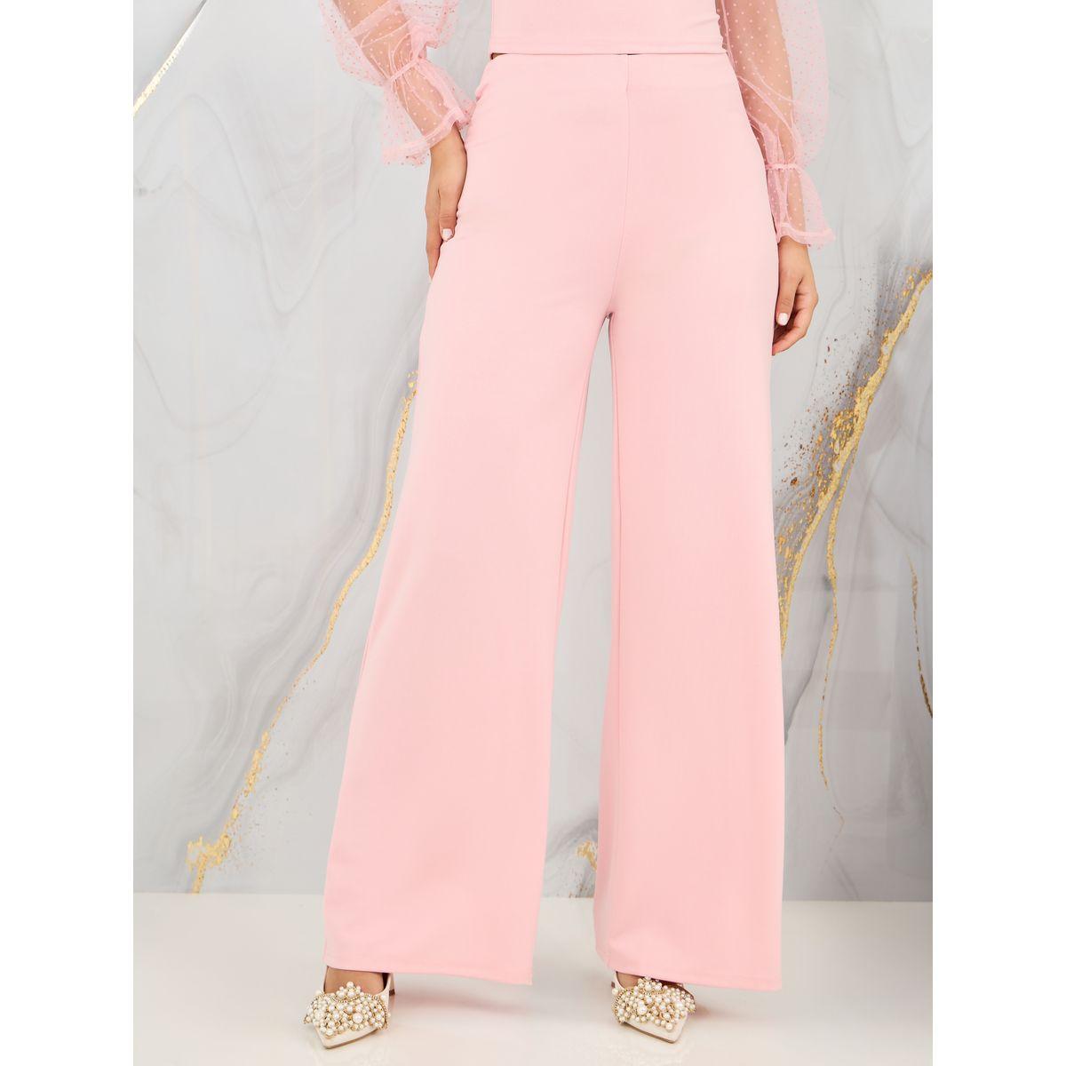 Styli Dobby Mesh Sleeves Blouse and Tailored Pant Set-women-clothing-coordsets-image-5
