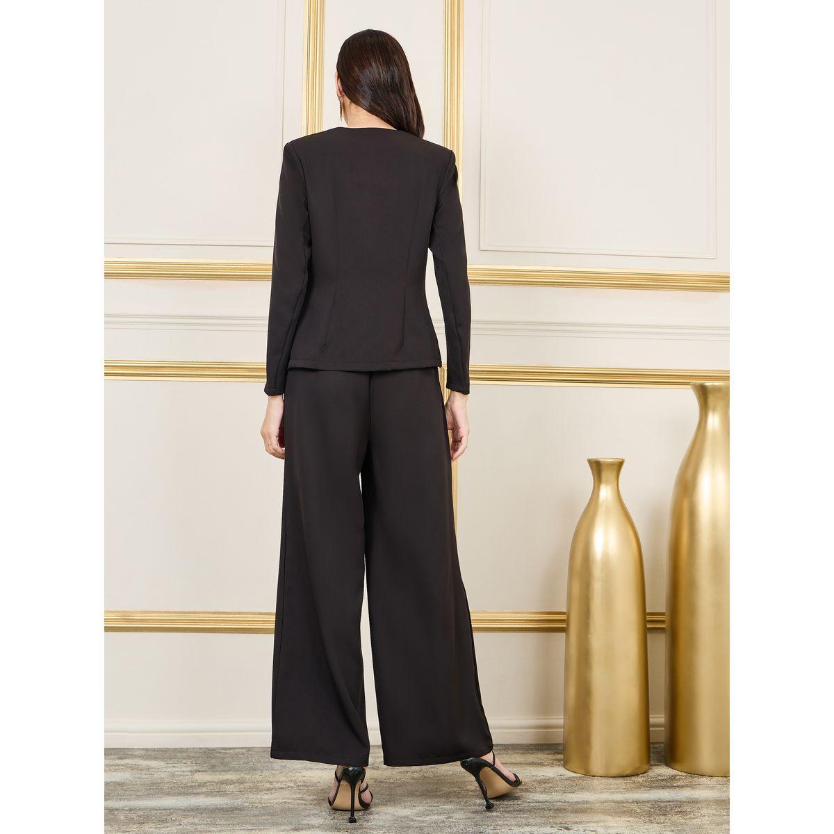 Styli Rosette Detail Jacket and Wide Leg Pant Set-women-clothing-coordsets-image-6