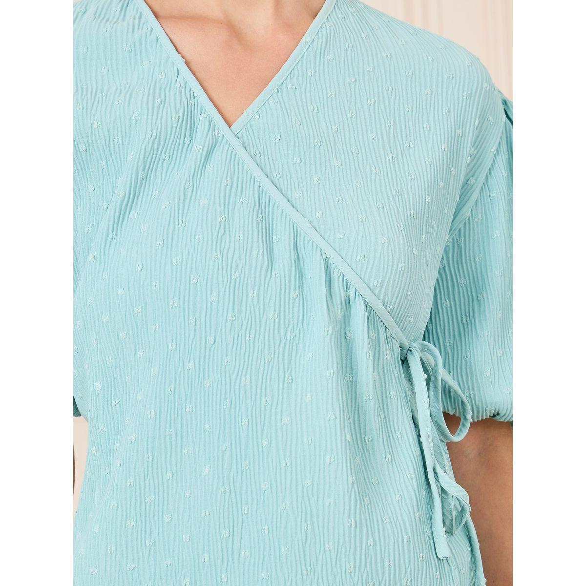 Styli Dobby Textured Balloon Sleeves Wrap Top-women-clothing-shirtsandblouses-blouses-image-3