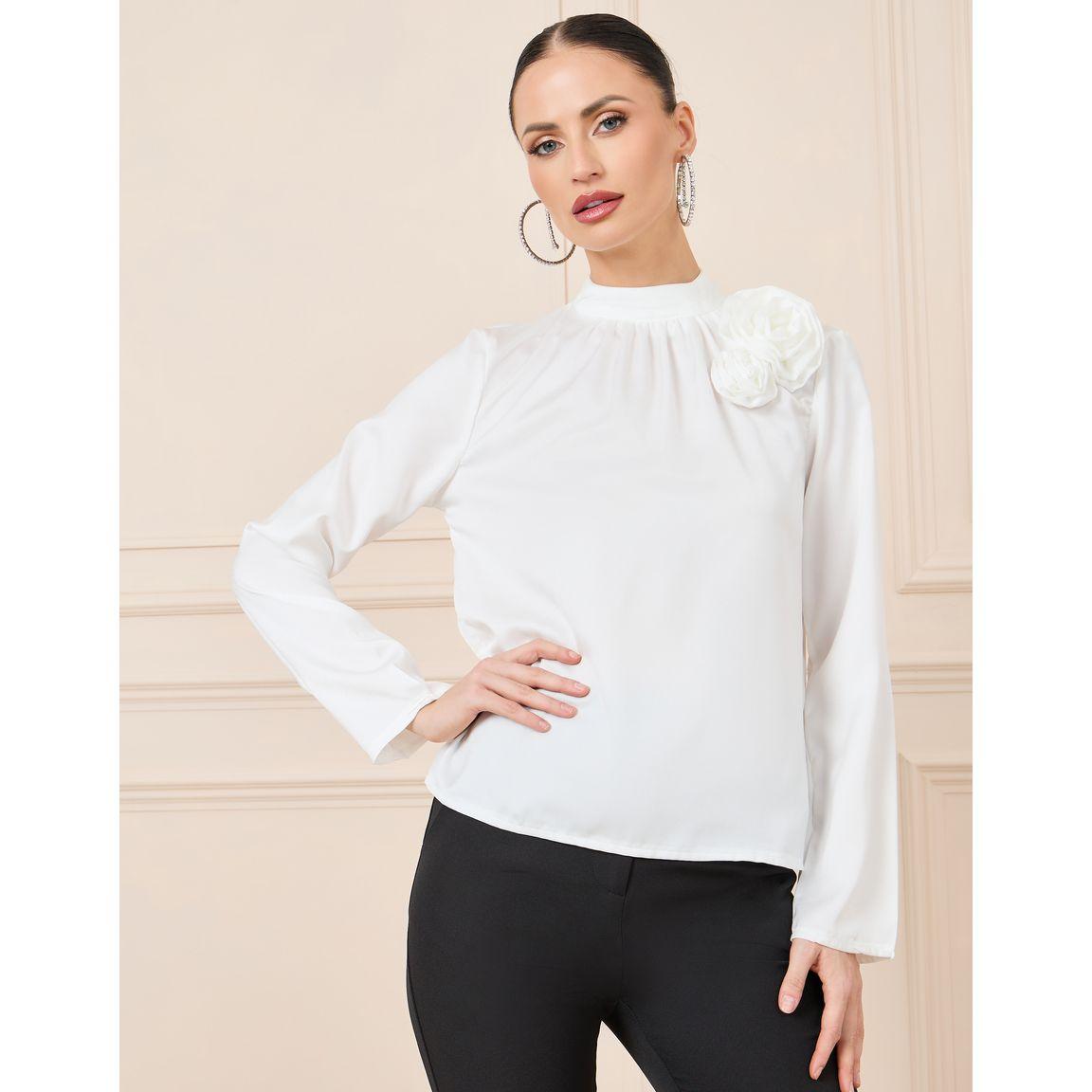 Styli Floral Detail Satin Long Sleeve Blouse-women-clothing-shirtsandblouses-blouses-image-2