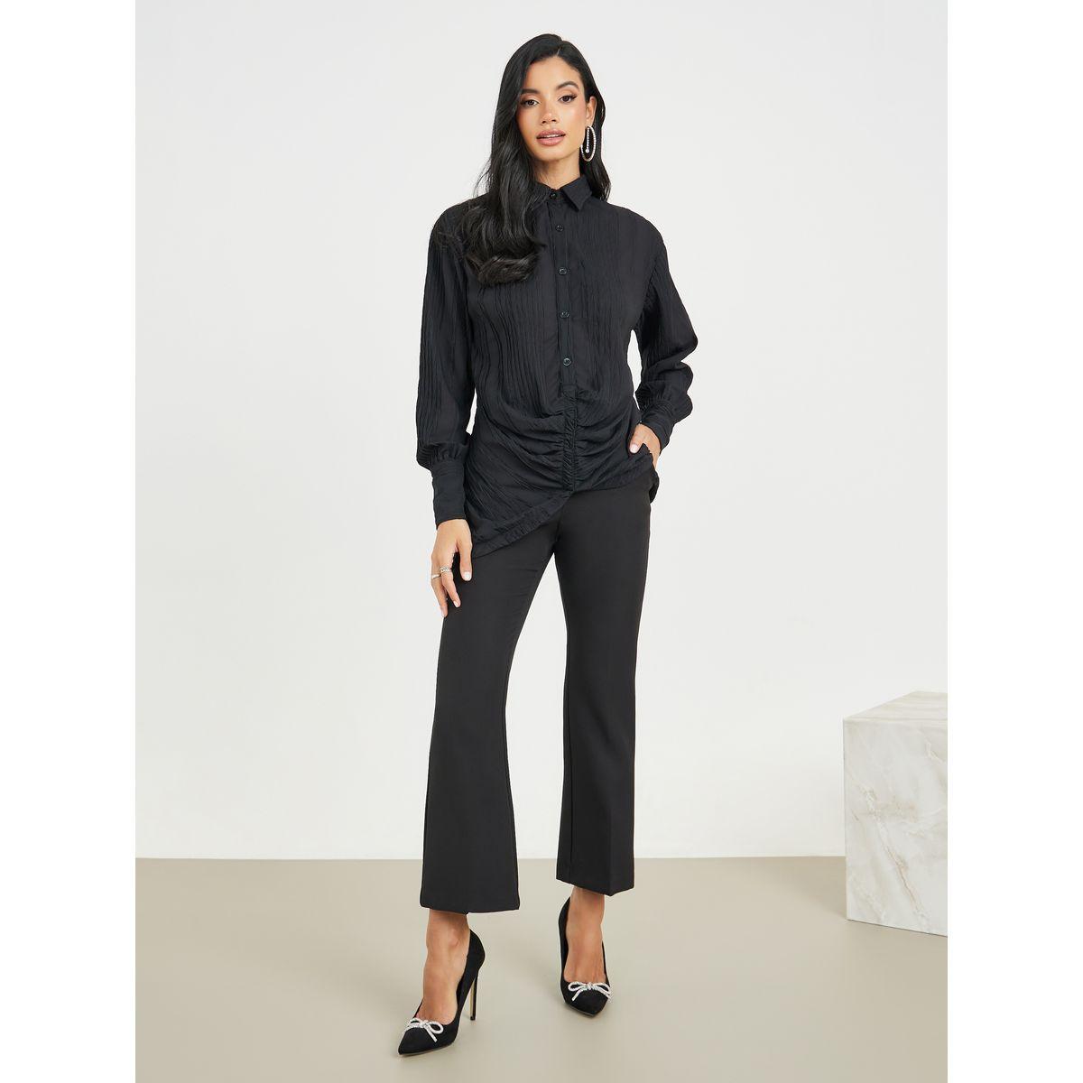 بلوزة تونيك بتفاصيل مزمومة وأزرار غلق-women-clothing-shirtsandblouses-shirts-image-2