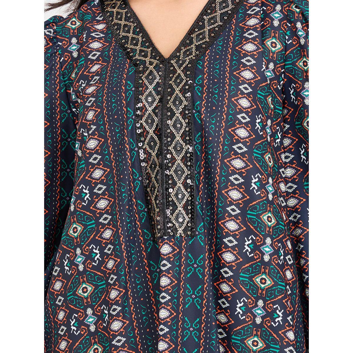 جلابية مطبعة بالكامل مع تفاصيل دانتيل وترتر-women-arabicclothing-jalabiyas-image-3