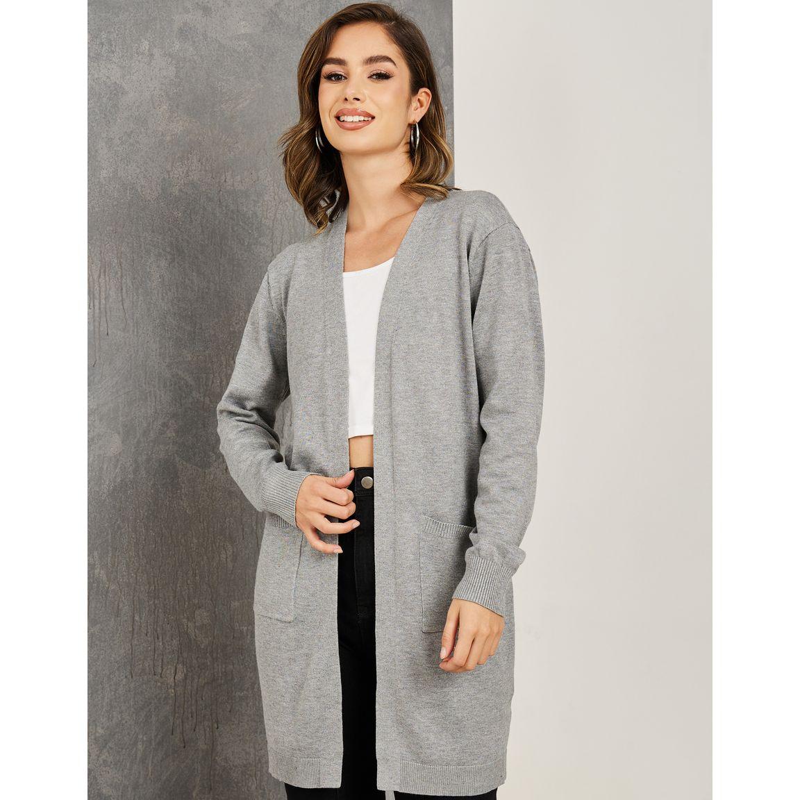 Shop Take Two Front Open Knit Longline Cardigan with Patch Pocket Online  Centrepoint Saudi