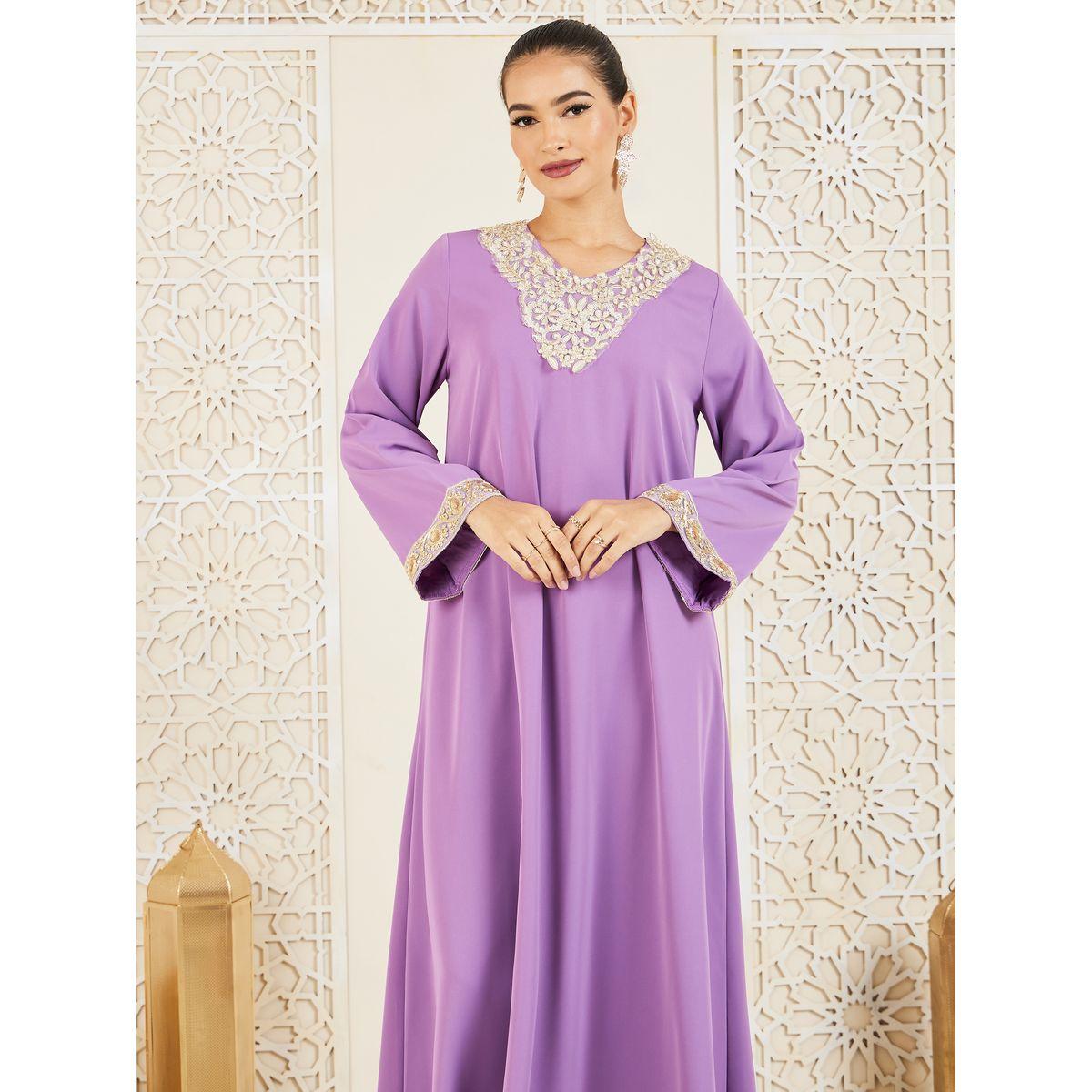 Styli Embroidered Lace Trim Jalabiya-women-arabicclothing-jalabiyas-image-2