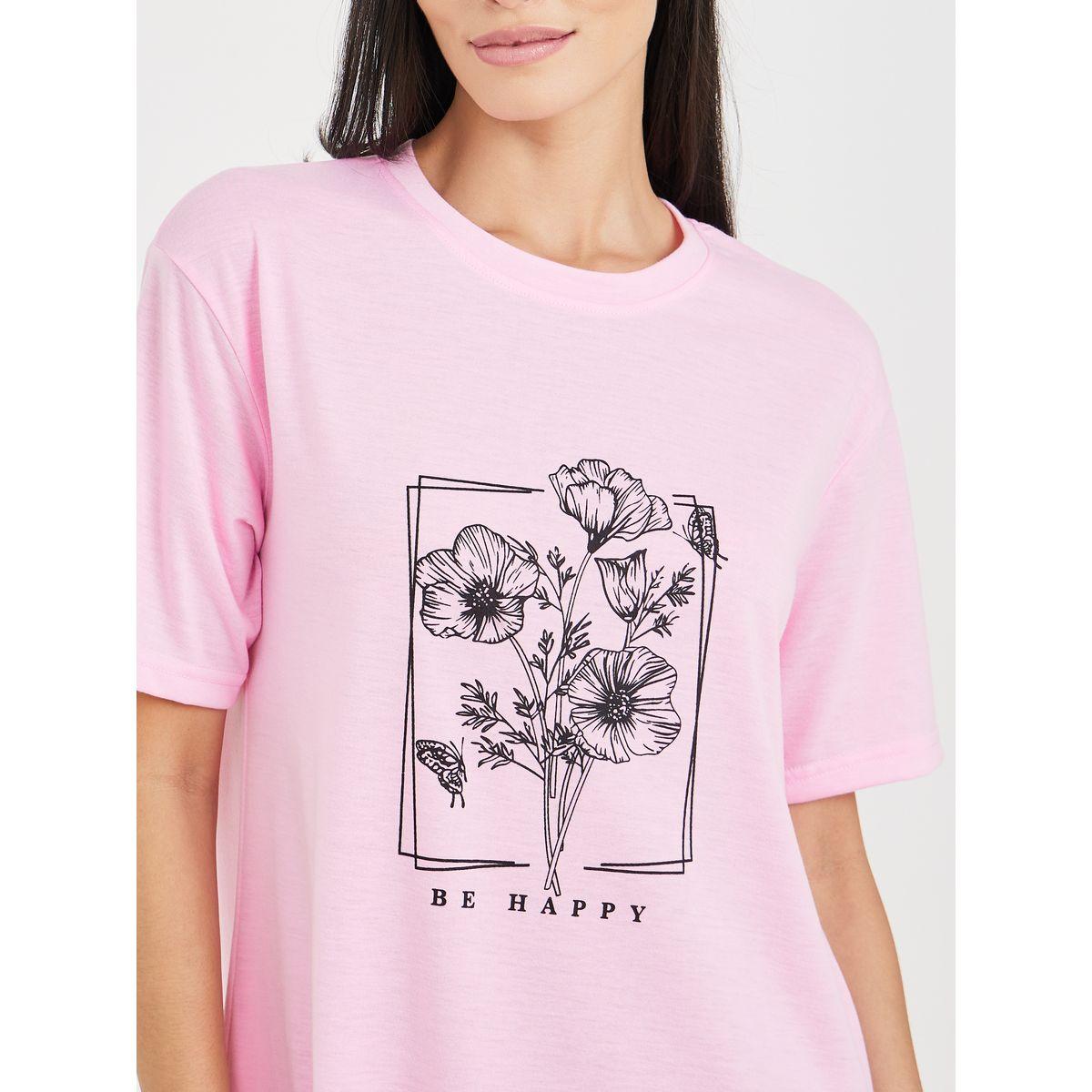Styli Unwind Be Happy Floral Print Sleep T-shirt Dress-women-clothing-nightwear-nighties-image-3