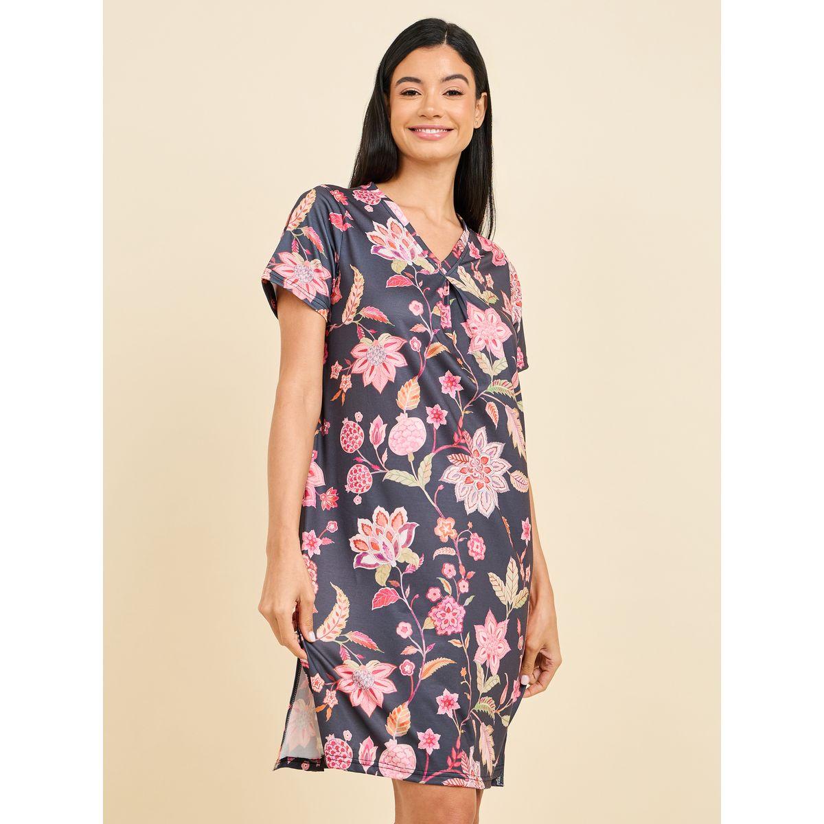 قميص نوم مطبع بزهور مع شق جانبي-women-clothing-nightwear-nighties-image-1