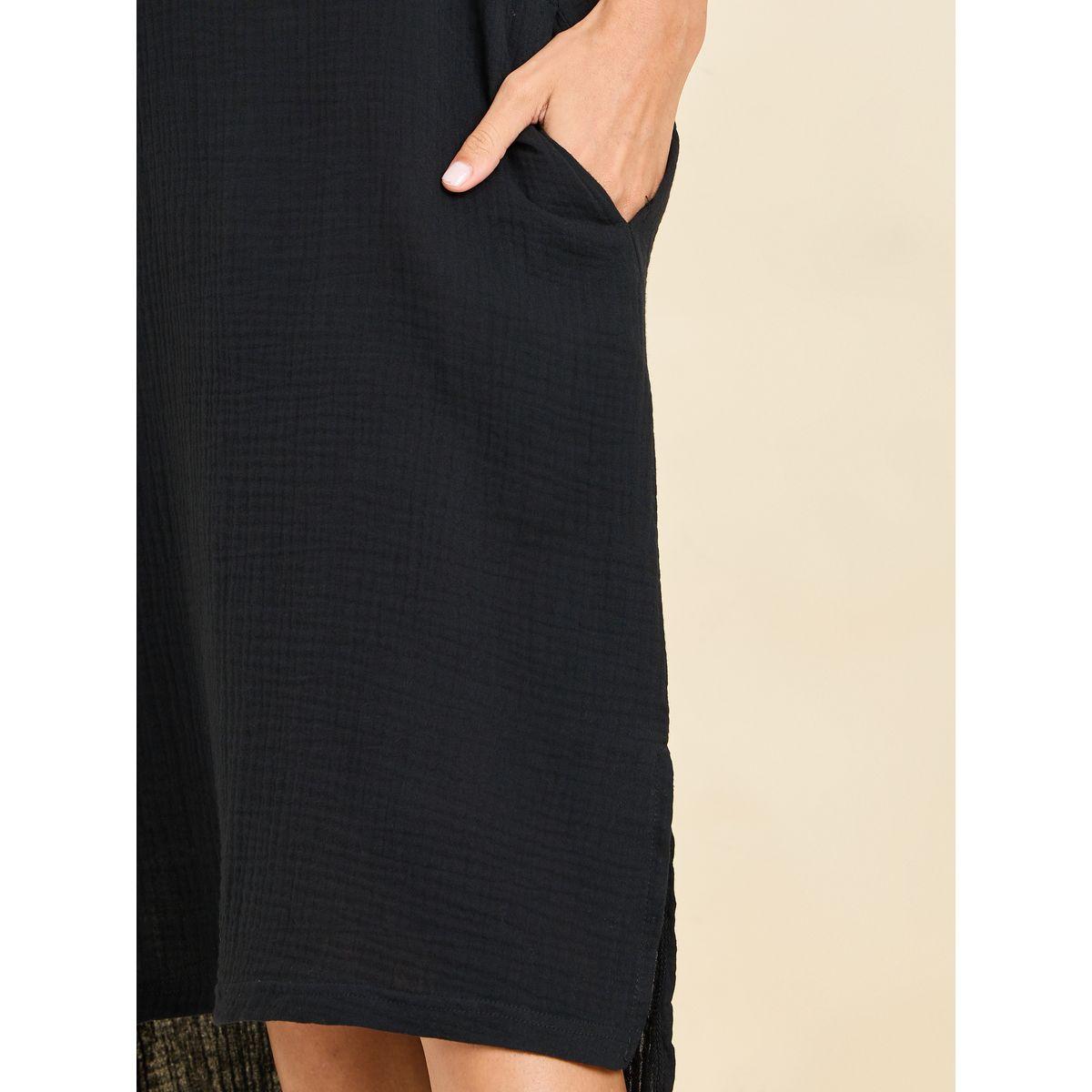 Styli Unwind Cotton Textured V Neck Pocket Detail Nightdress-women-clothing-nightwear-nighties-image-3