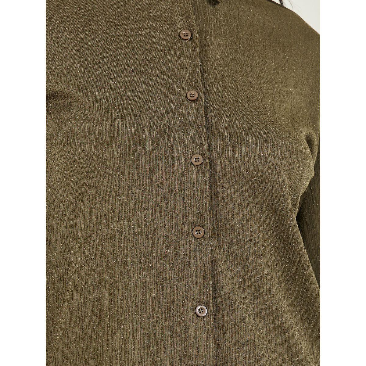 Styli Shimmer Texture Knit Slim Fit Shirt and Fit & Flare Pant Set-women-clothing-coordsets-image-3