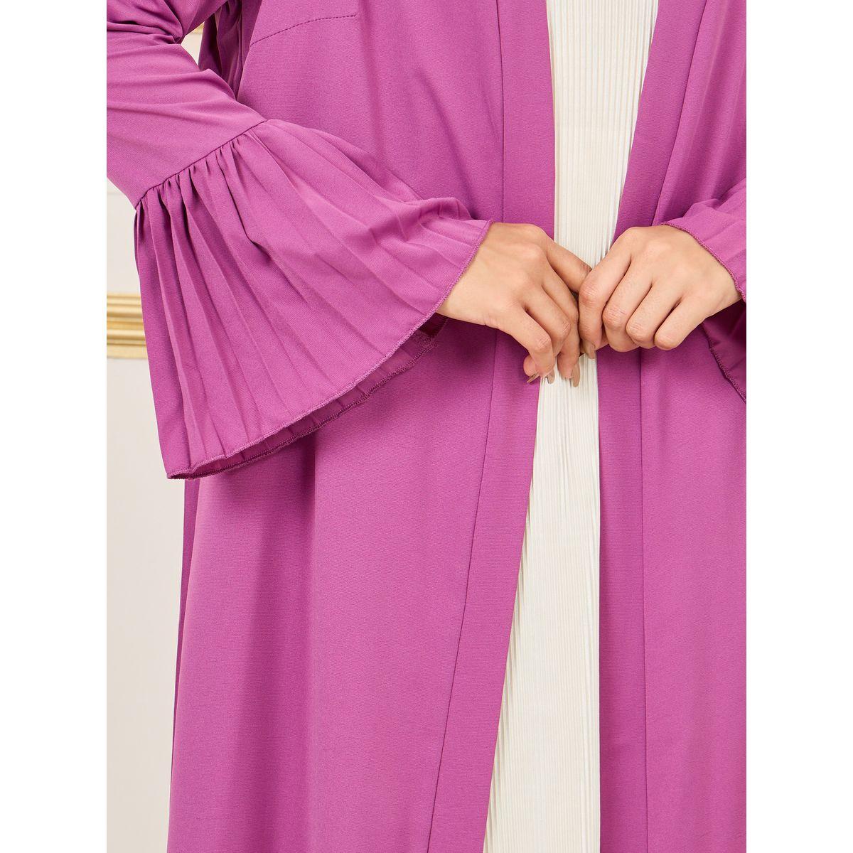 Styli Pleated Flute Sleeves Maxi Length Kimono-women-clothing-shirtsandblouses-shirts-image-3