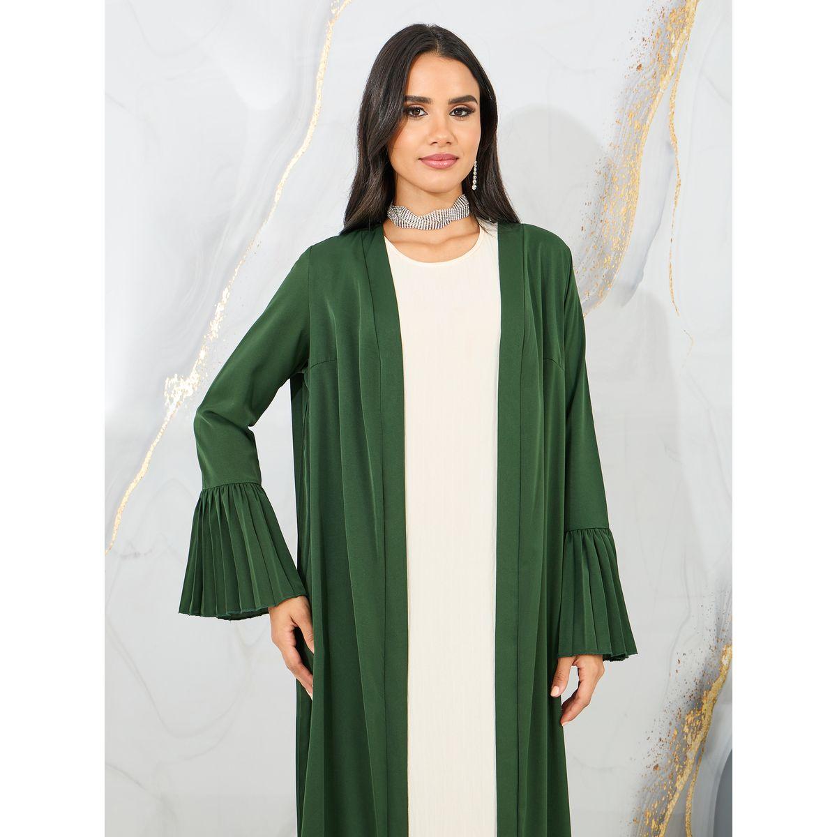 Styli Pleated Flute Sleeves Maxi Length Kimono-women-clothing-shirtsandblouses-shirts-image-2