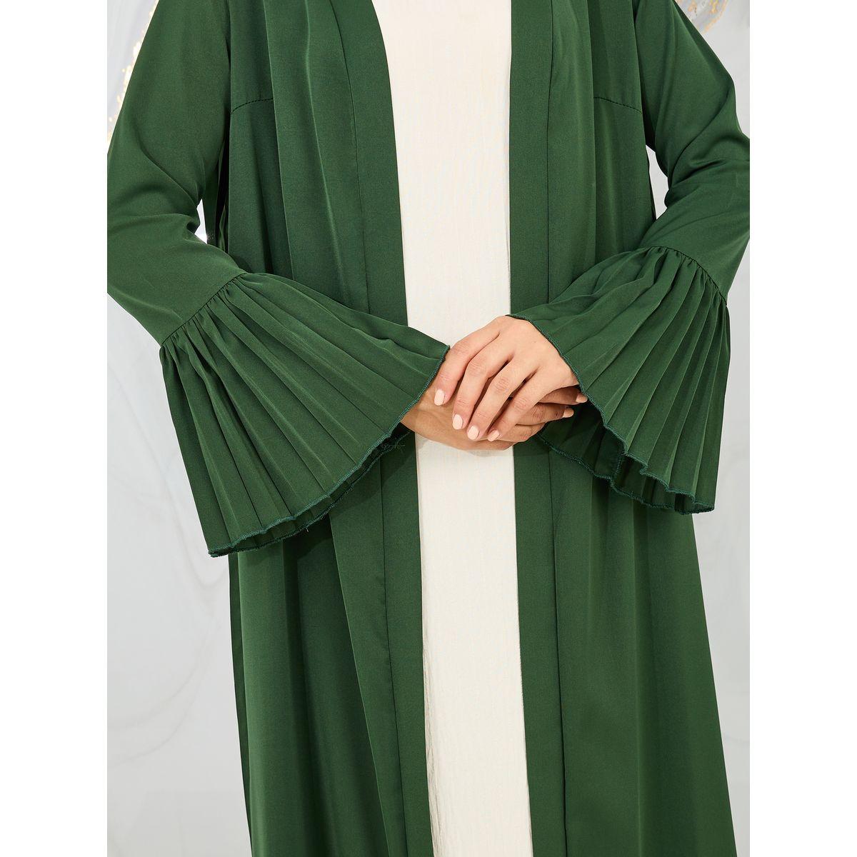 Styli Pleated Flute Sleeves Maxi Length Kimono-women-clothing-shirtsandblouses-shirts-image-3