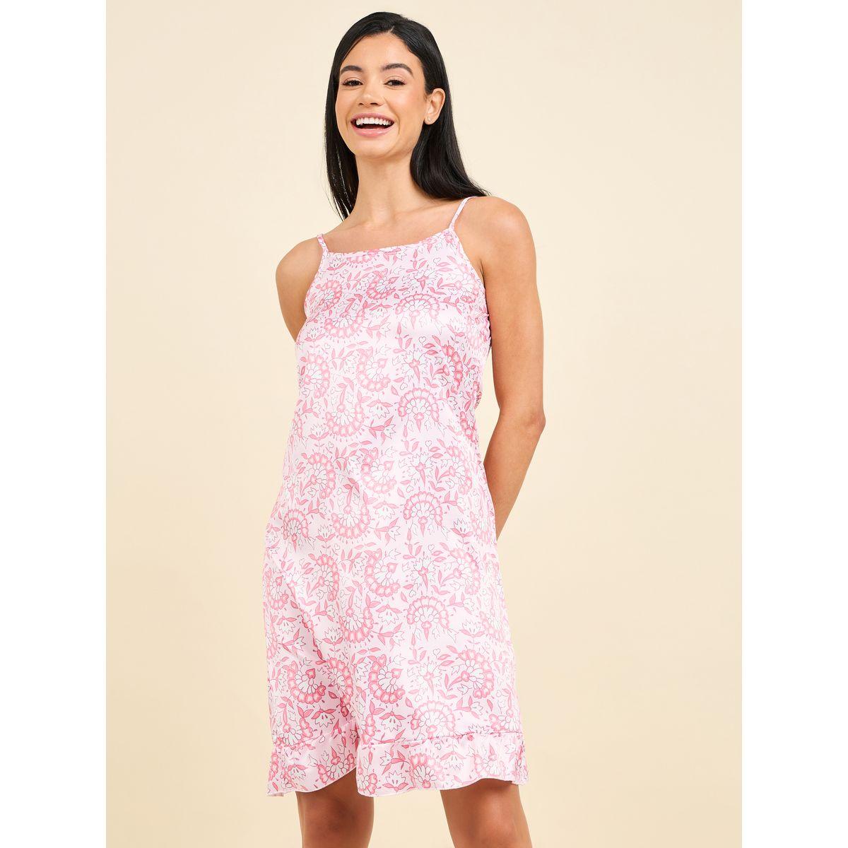 Styli Unwind Floral Satin Ruffle Hem Slip Dress-women-clothing-nightwear-nighties-image-1