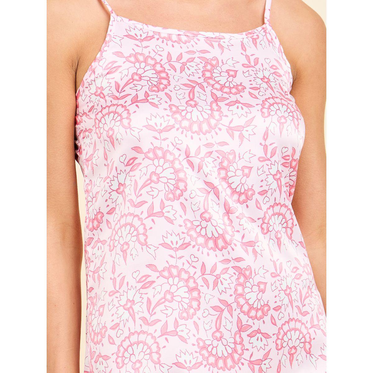 Styli Unwind Floral Satin Ruffle Hem Slip Dress-women-clothing-nightwear-nighties-image-3