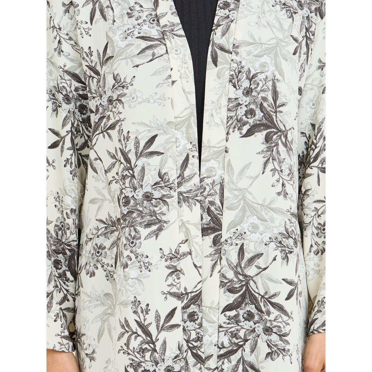 Styli All Over Floral Print Midi Kimono with Button Closure-women-clothing-shirtsandblouses-shirts-image-3