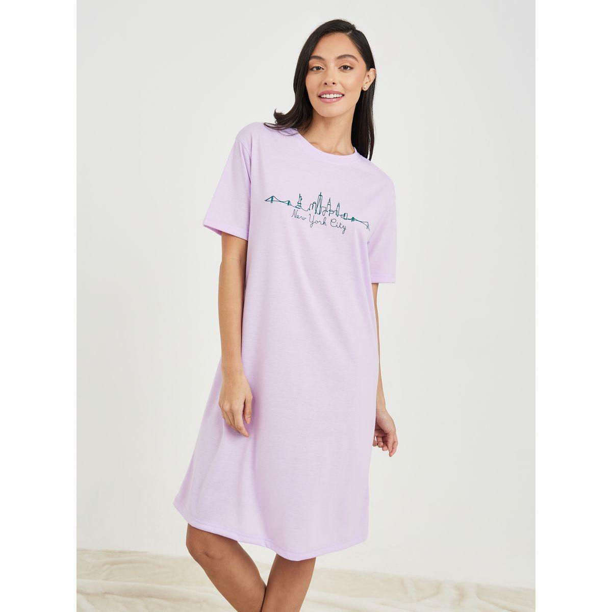 قميص نوم بطول الركبة مع اكتاف منخفضة-women-clothing-nightwear-nighties-image-1