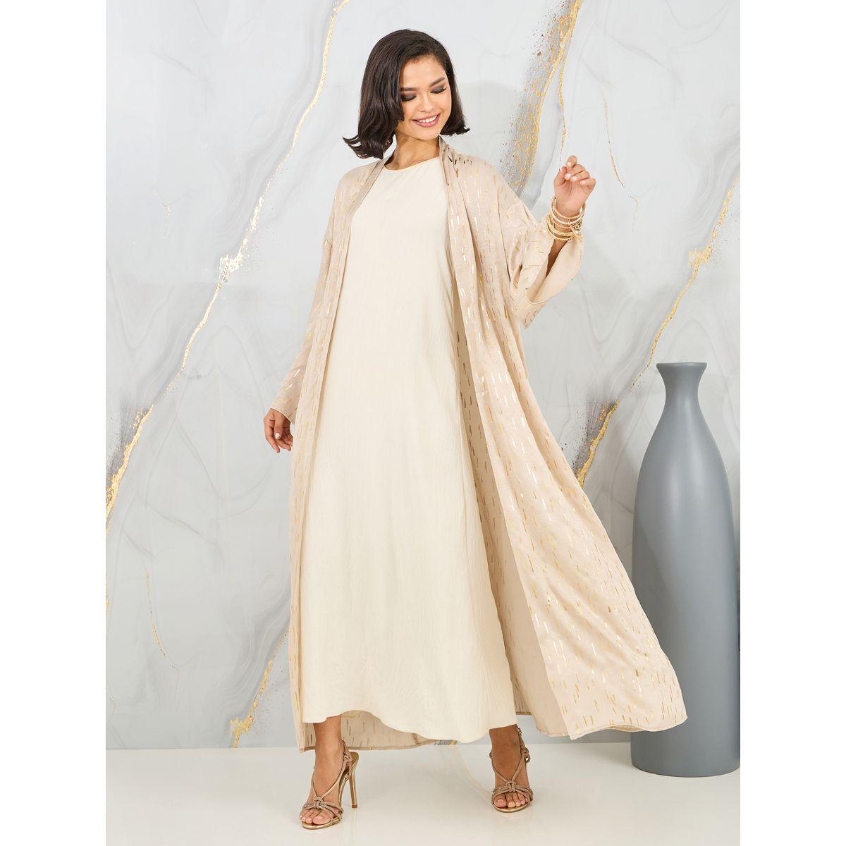 Styli Satin Jacquard Print Maxi Length Kimono-women-clothing-shirtsandblouses-shirts-image-1