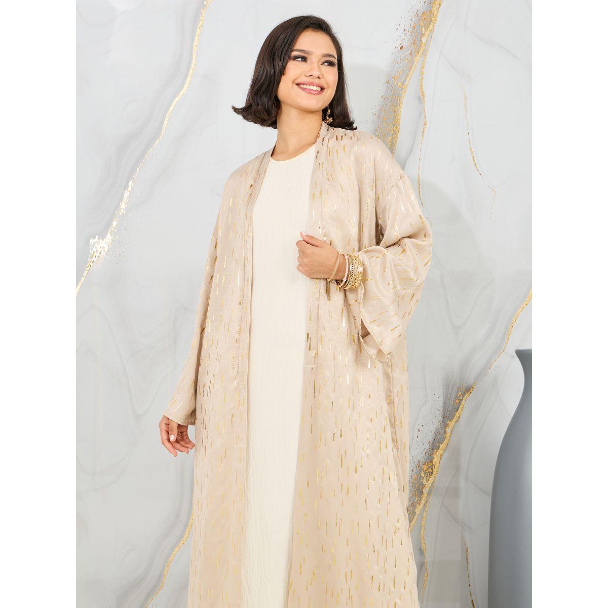 Styli Satin Jacquard Print Maxi Length Kimono-women-clothing-shirtsandblouses-shirts-image-2