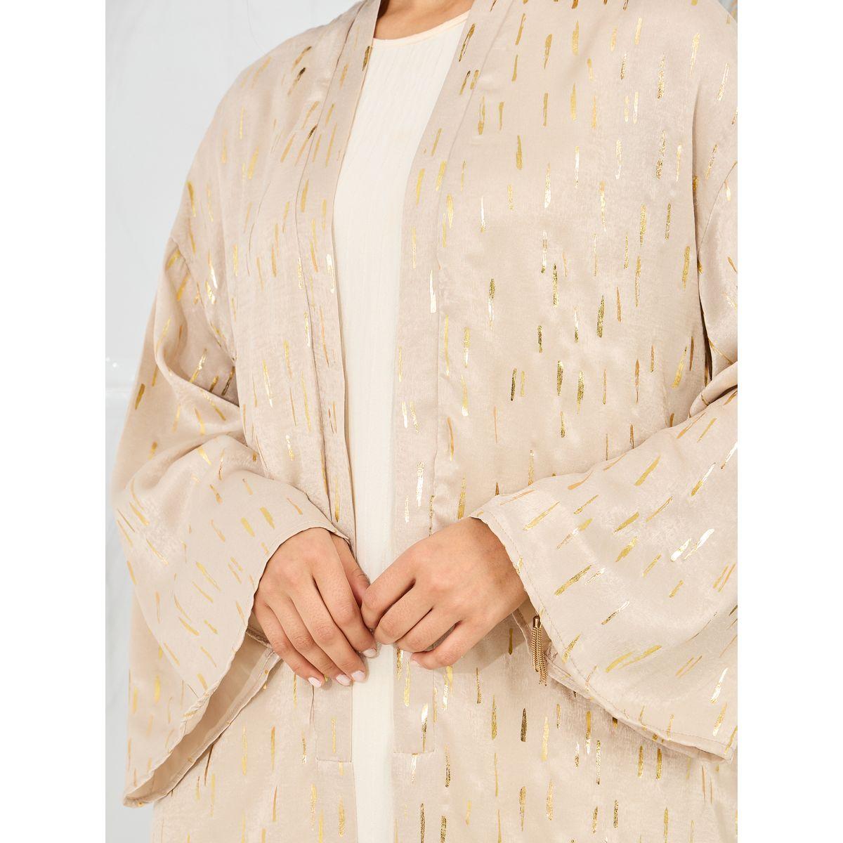 Styli Satin Jacquard Print Maxi Length Kimono-women-clothing-shirtsandblouses-shirts-image-3