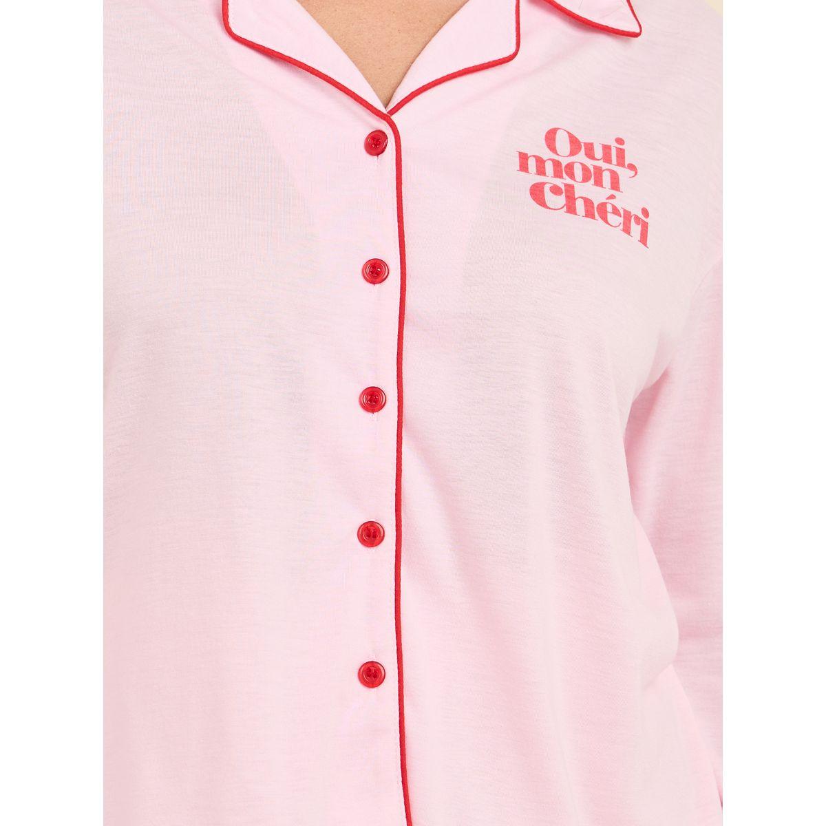 Styli Unwind Oui Mon Cheri Slogan Print Piped Shirt and Pyjama Set-women-clothing-nightwear-pyjamas-longsets-image-4