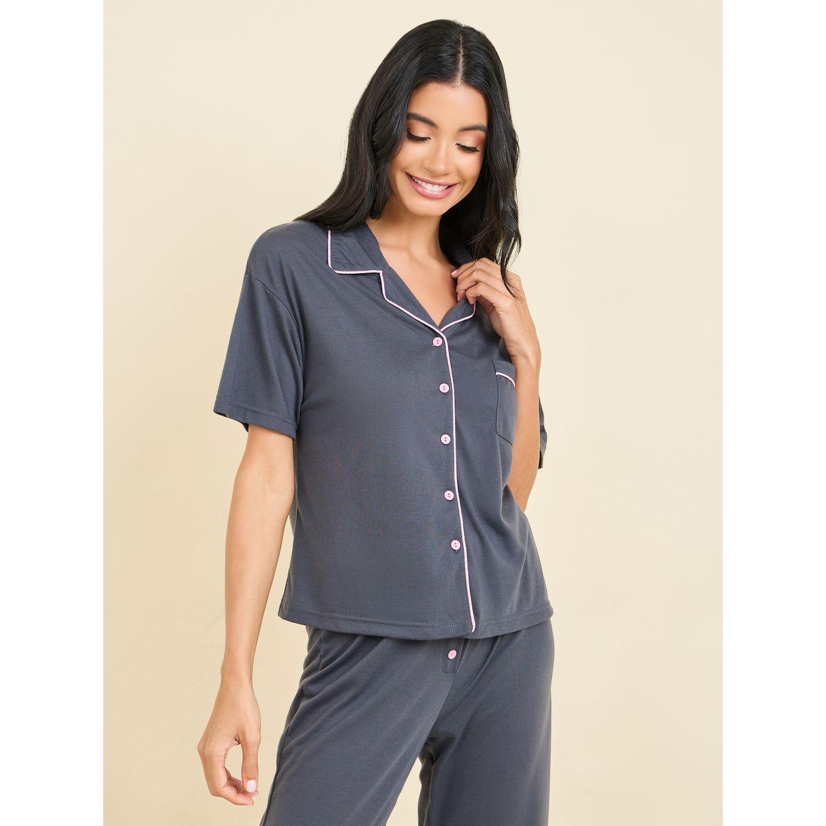 Styli Unwind Contrast Piped Detail Shirt and Button Detail Pyjama Set-women-clothing-nightwear-pyjamas-longsets-image-3