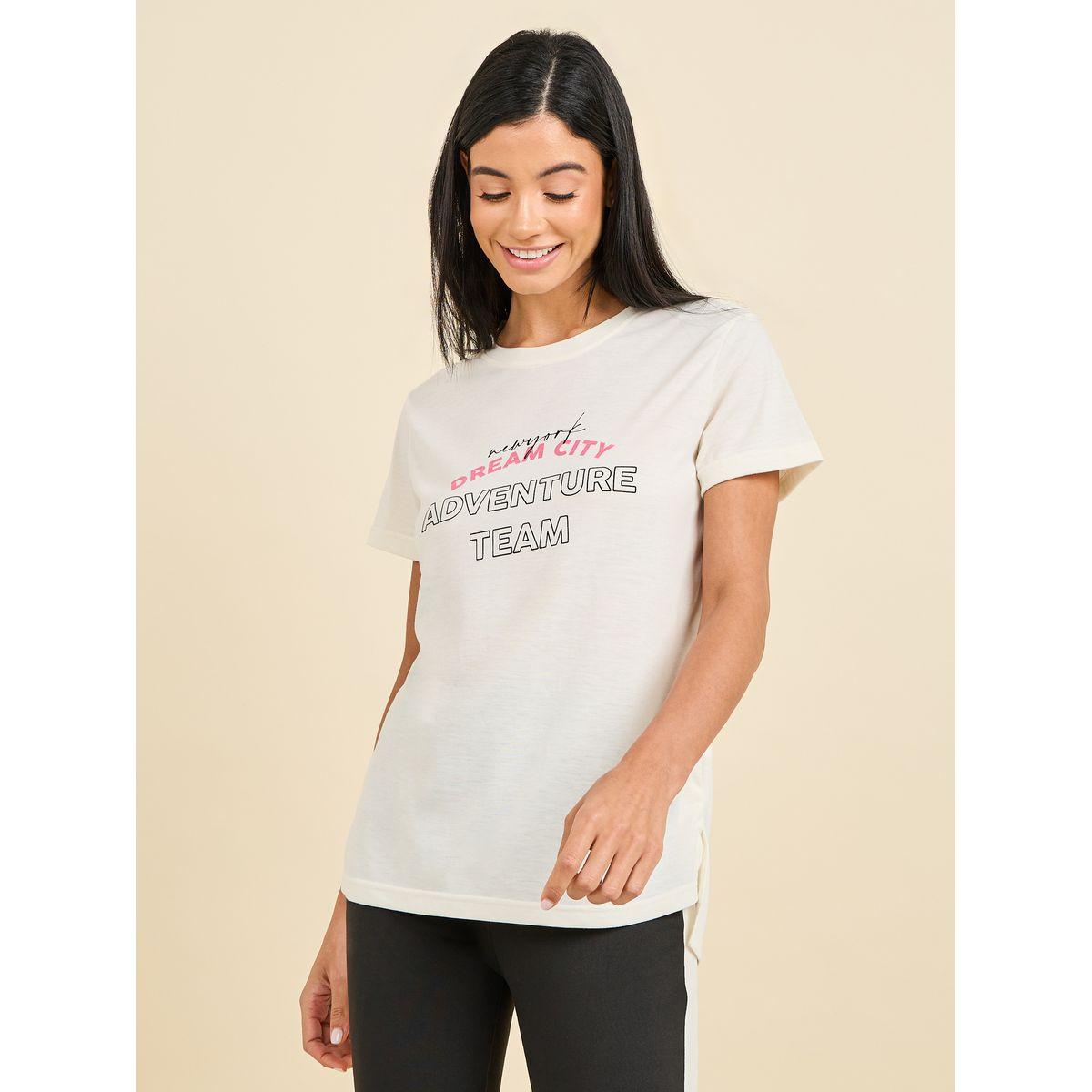Styli Unwind Dream City Slogan Print T-shirt and Side Striped Legging Set-women-clothing-nightwear-pyjamas-longsets-image-2