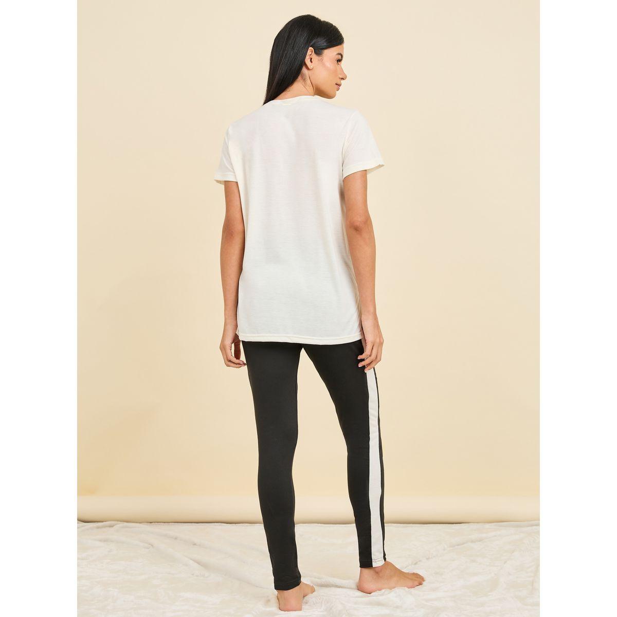 Styli Unwind Dream City Slogan Print T-shirt and Side Striped Legging Set-women-clothing-nightwear-pyjamas-longsets-image-5