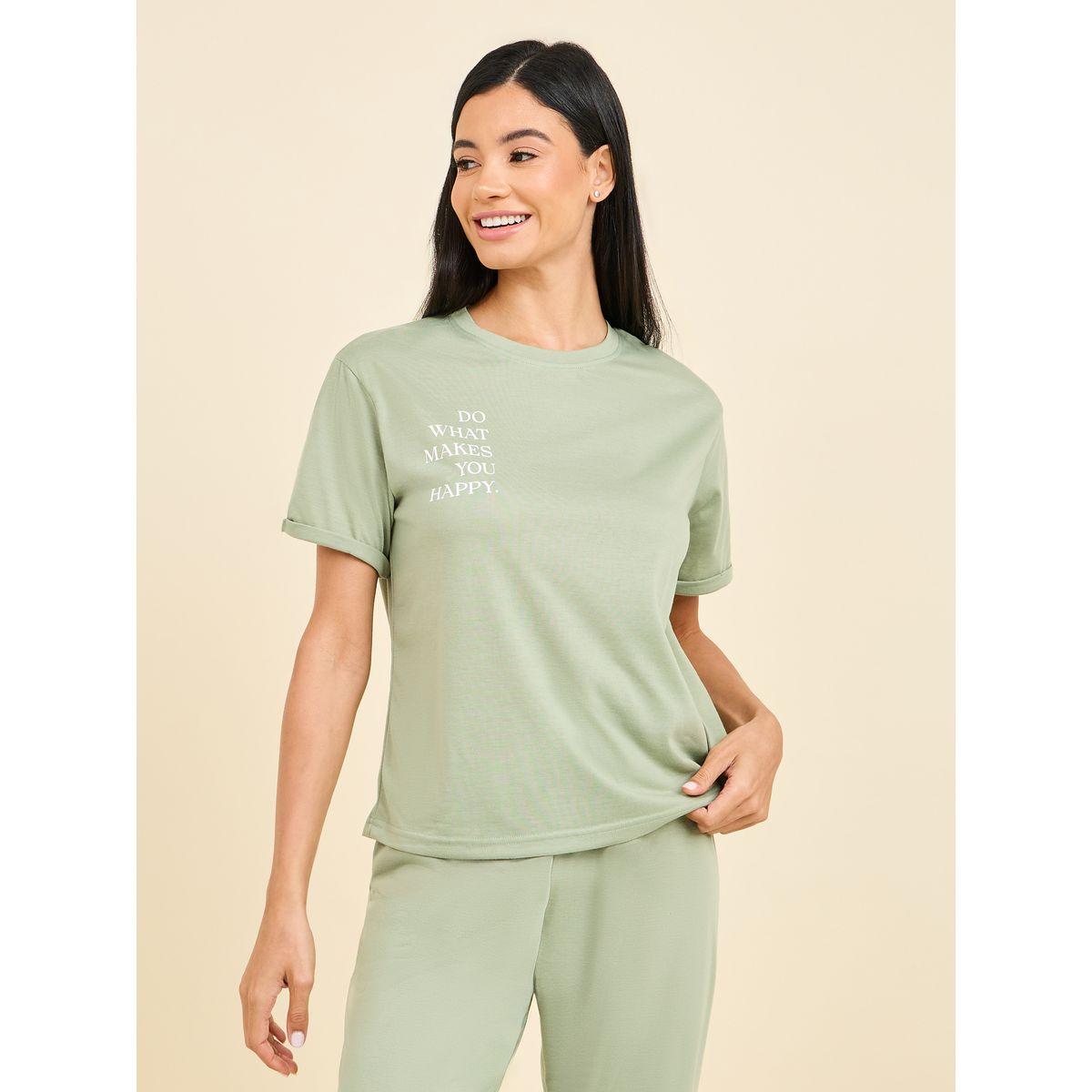 Styli Unwind Slogan Print T-Shirt & Cuff Pyjama Set-women-clothing-nightwear-pyjamas-longsets-image-3