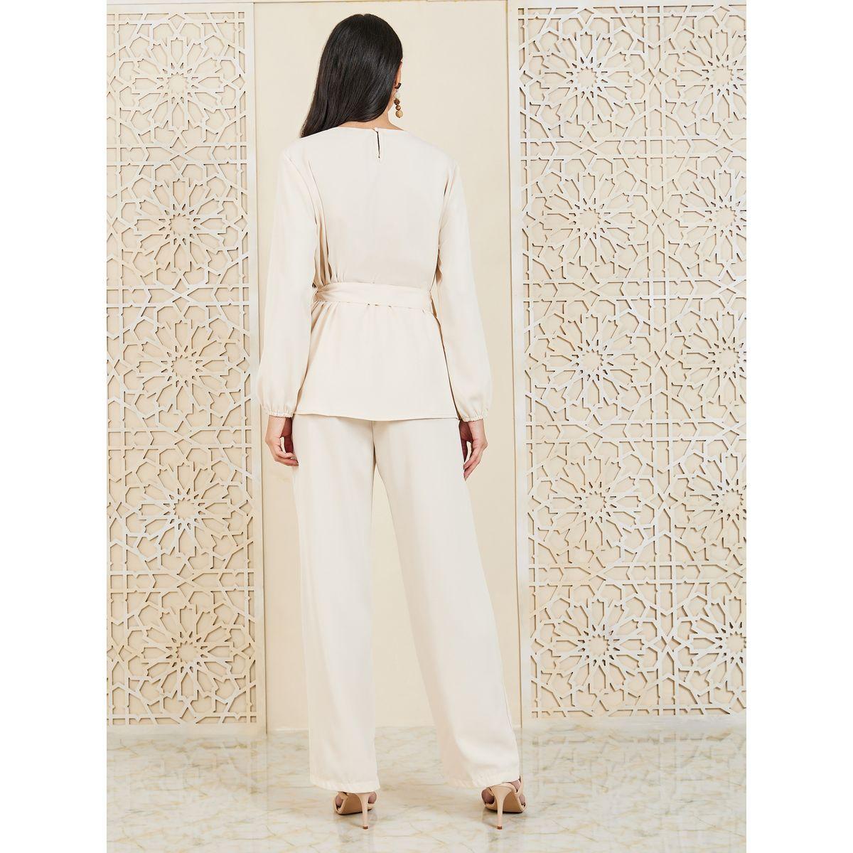 Styli Buckle Belted Longline Top and Pant Set-women-clothing-coordsets-image-5