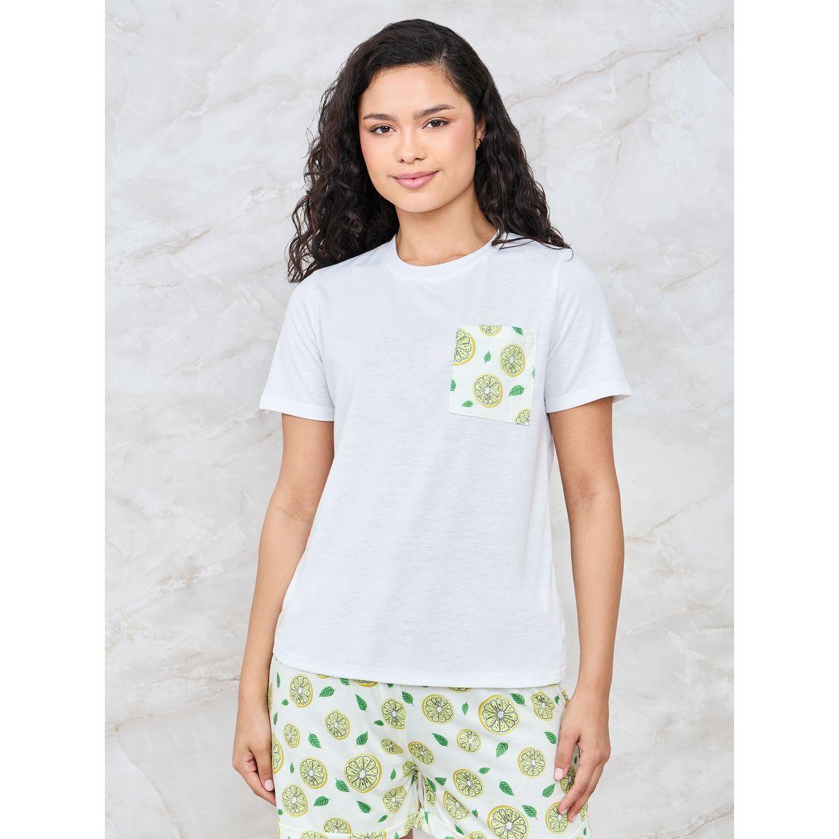Styli Unwind Lemon Pocket Print T-Shirt & Shorts Set-women-clothing-nightwear-pyjamas-shortsets-image-3