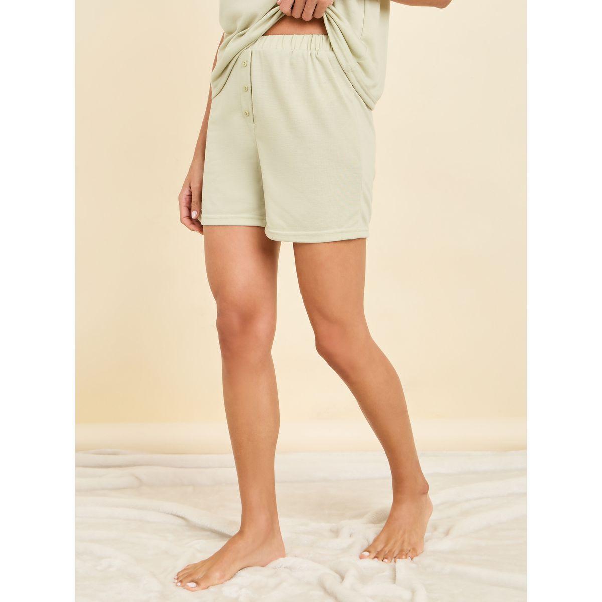Styli Unwind Slogan Print T-Shirt & Button Placket Shorts Set-women-clothing-nightwear-pyjamas-shortsets-image-4