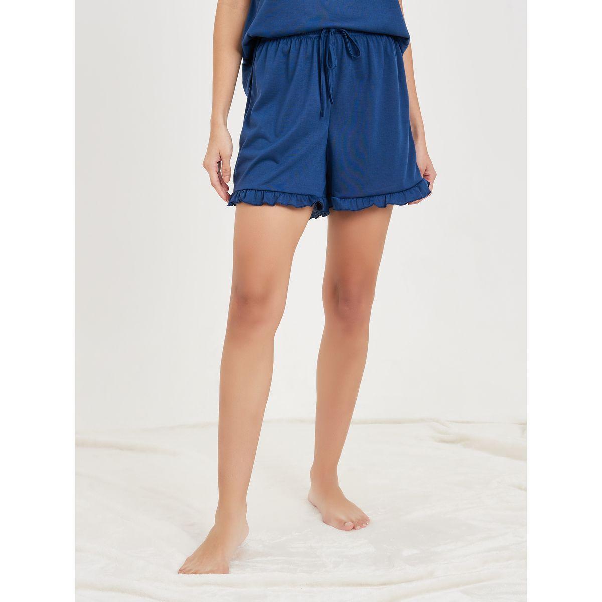 Styli Unwind Slogan Print T-Shirt & Ruffle Short Set-women-clothing-nightwear-pyjamas-shortsets-image-5