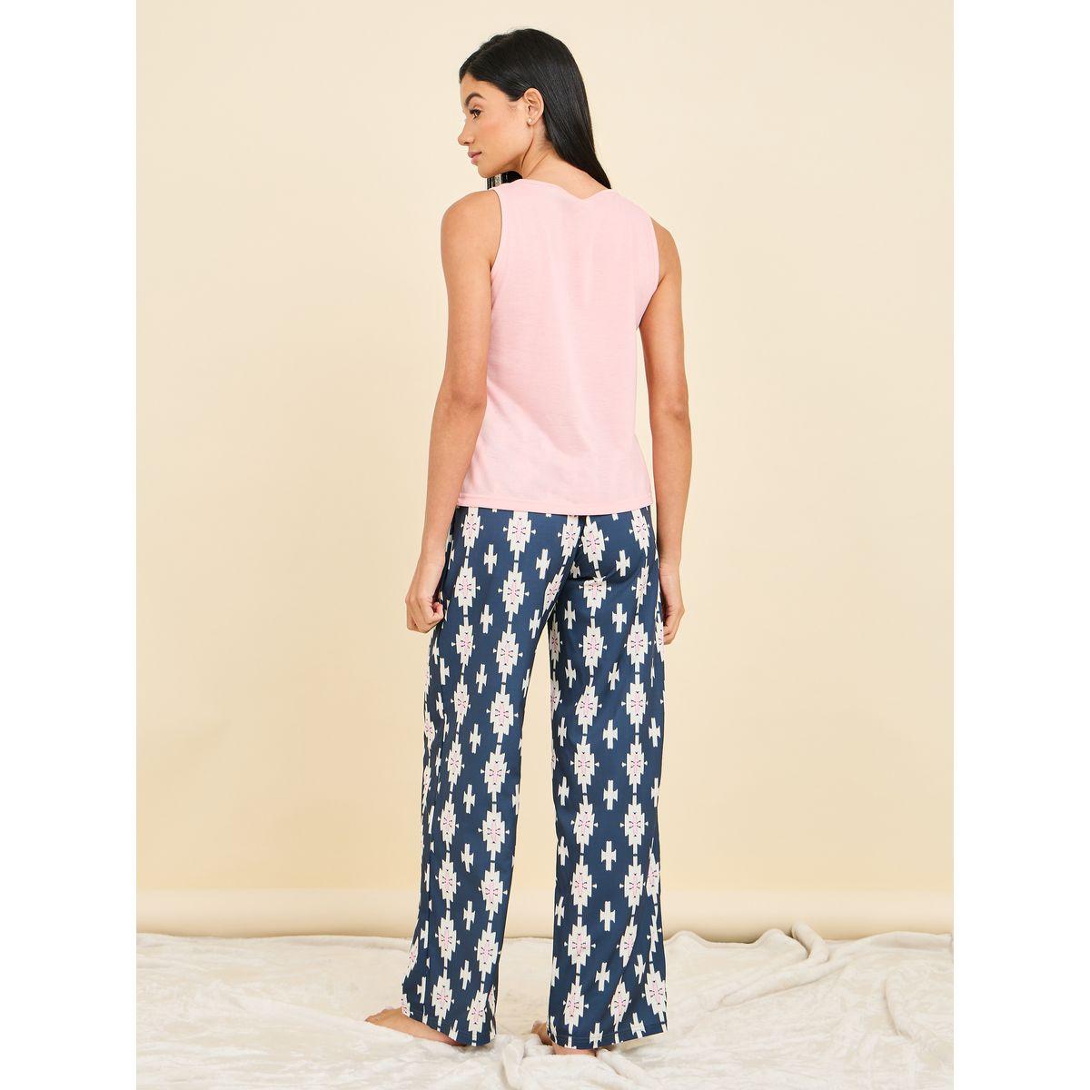Styli Unwind Lace Pocket Tank & Abstract Print Pyjama Set-women-clothing-nightwear-pyjamas-longsets-image-6