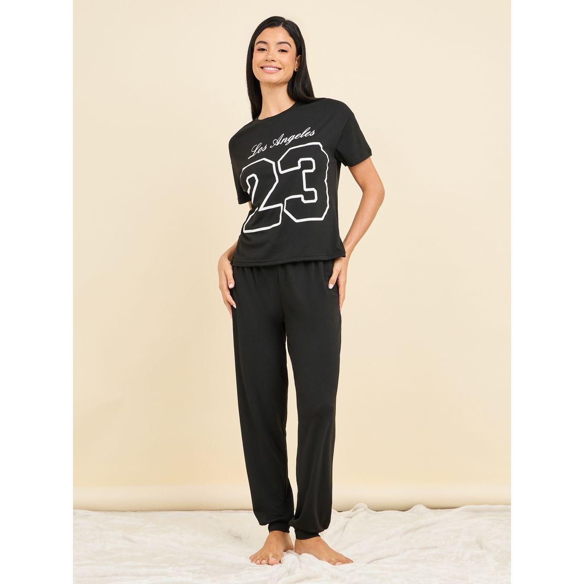 Styli Unwind Los Angeles  Graphic T-Shirt & Pyjama Set-women-clothing-nightwear-pyjamas-longsets-image-2