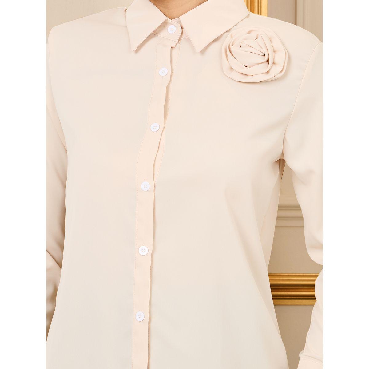 Styli Solid Corsage Detail Regular Fit Shirt-women-clothing-shirtsandblouses-shirts-image-4