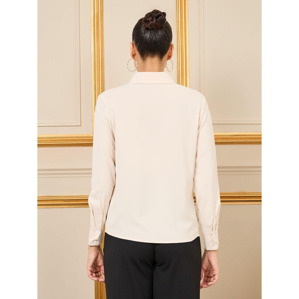 Styli Solid Corsage Detail Regular Fit Shirt-women-clothing-shirtsandblouses-shirts-image-5