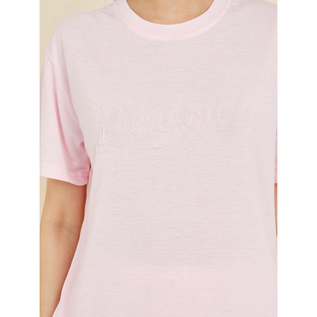 Styli Unwind Bonjour Embossed T-Shirt &  Pyjama Set-women-clothing-nightwear-pyjamas-longsets-image-4