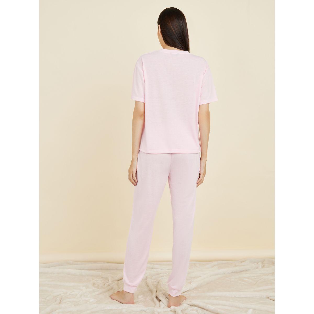 Styli Unwind Bonjour Embossed T-Shirt &  Pyjama Set-women-clothing-nightwear-pyjamas-longsets-image-5
