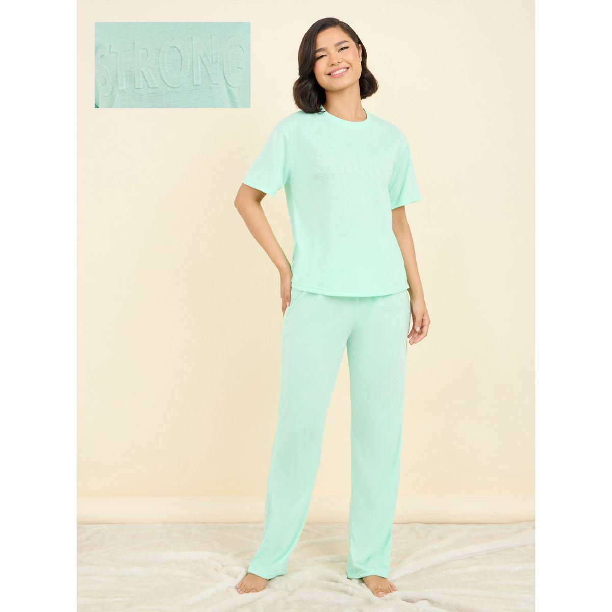 Styli Unwind Strong Embossed T-Shirt & Pyjama Set-women-clothing-nightwear-pyjamas-longsets-image-1