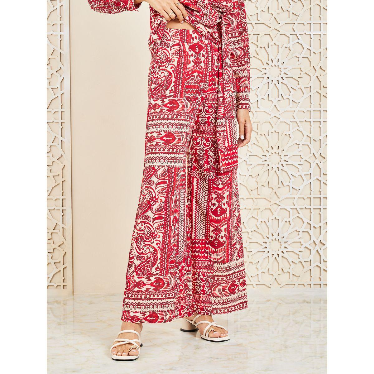 Styli Paisley Print Wrap Top and Wide Leg Pant Set-women-clothing-coordsets-image-4