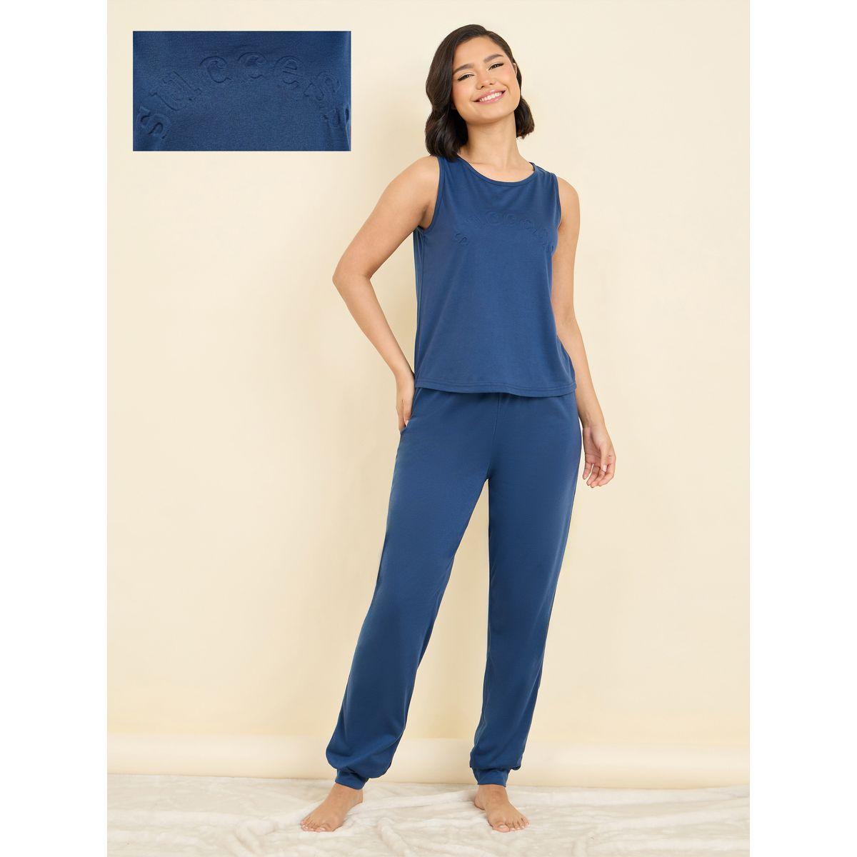 Styli Unwind Success Embossed Tank & Cuff Pyjama Set-women-clothing-nightwear-pyjamas-longsets-image-1