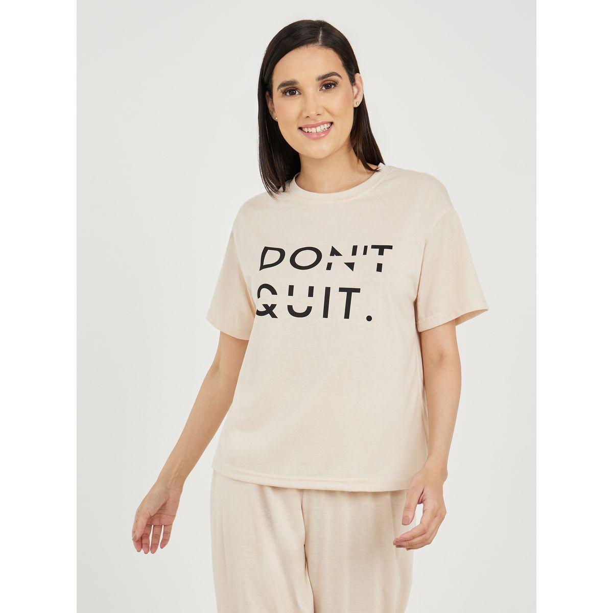Styli Unwind Dont Quit Slogan T-Shirt & Cuff Pyjama Set-women-clothing-nightwear-pyjamas-longsets-image-4