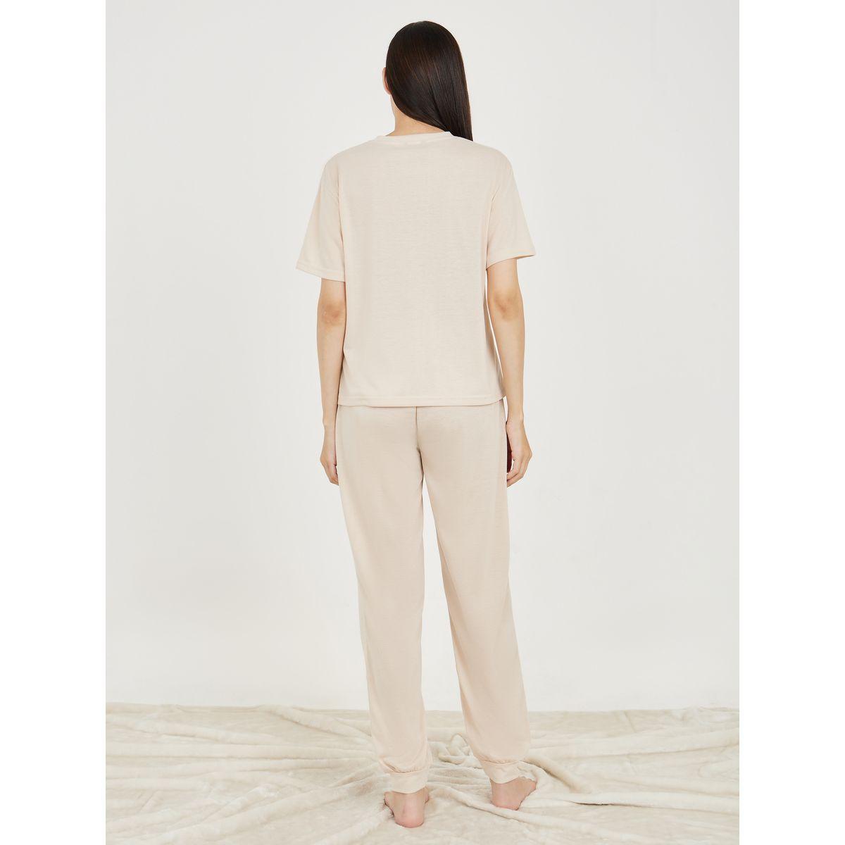 Styli Unwind Dont Quit Slogan T-Shirt & Cuff Pyjama Set-women-clothing-nightwear-pyjamas-longsets-image-6